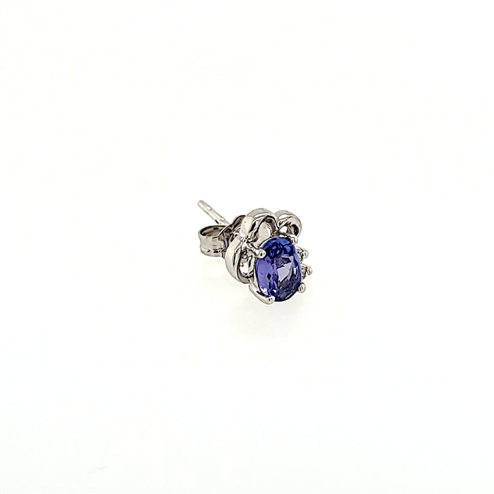 Tanzanite Studs with Diamond Accents in 14k Gold