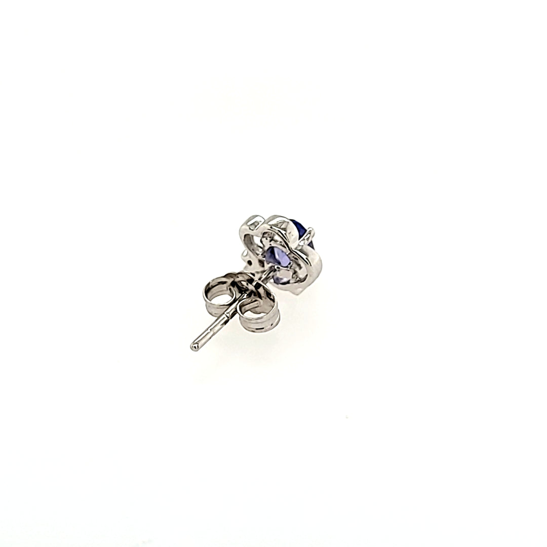 Tanzanite Studs with Diamond Accents in 14k Gold