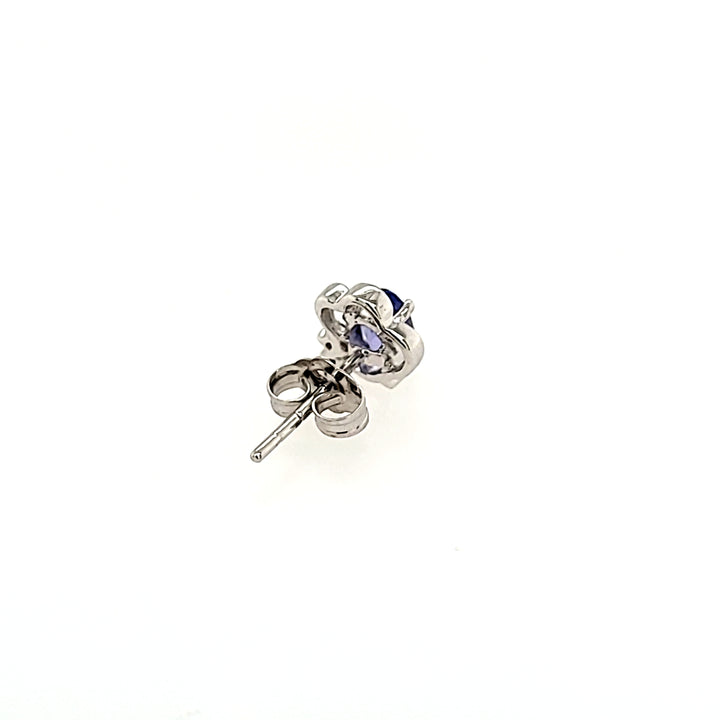 Tanzanite Studs with Diamond Accents in 14k Gold