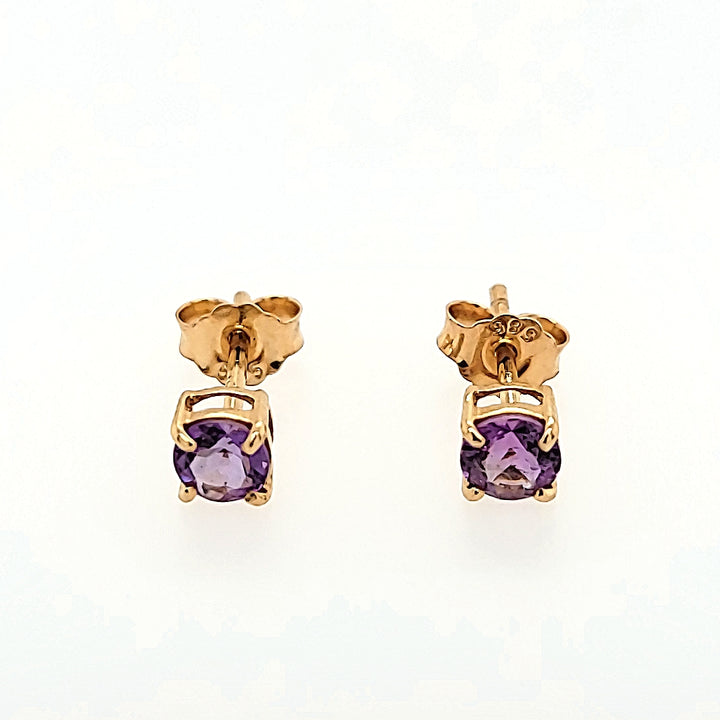 4mm Amethyst Stud Earrings in 14k Gold