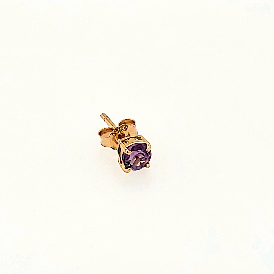 4mm Amethyst Stud Earrings in 14k Gold