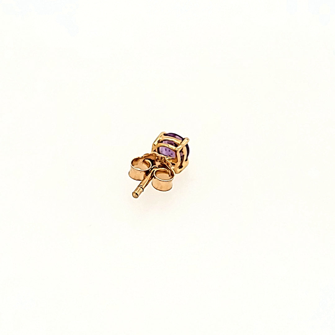 4mm Amethyst Stud Earrings in 14k Gold