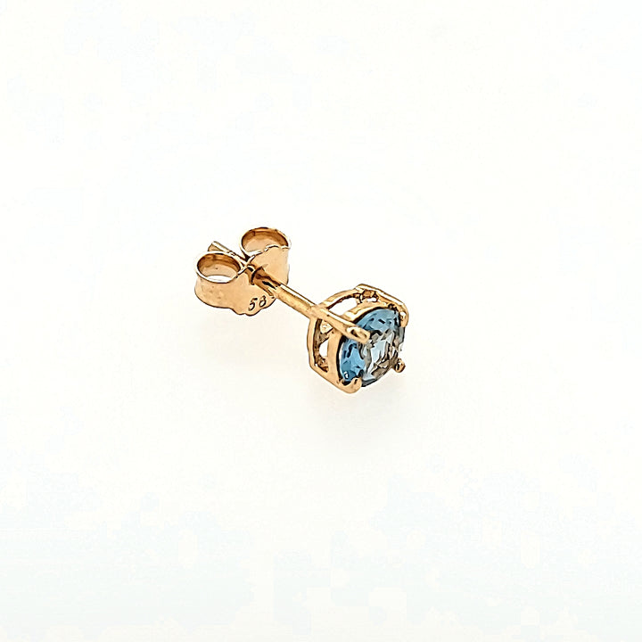 Round Blue Topaz Studs in 14k Gold