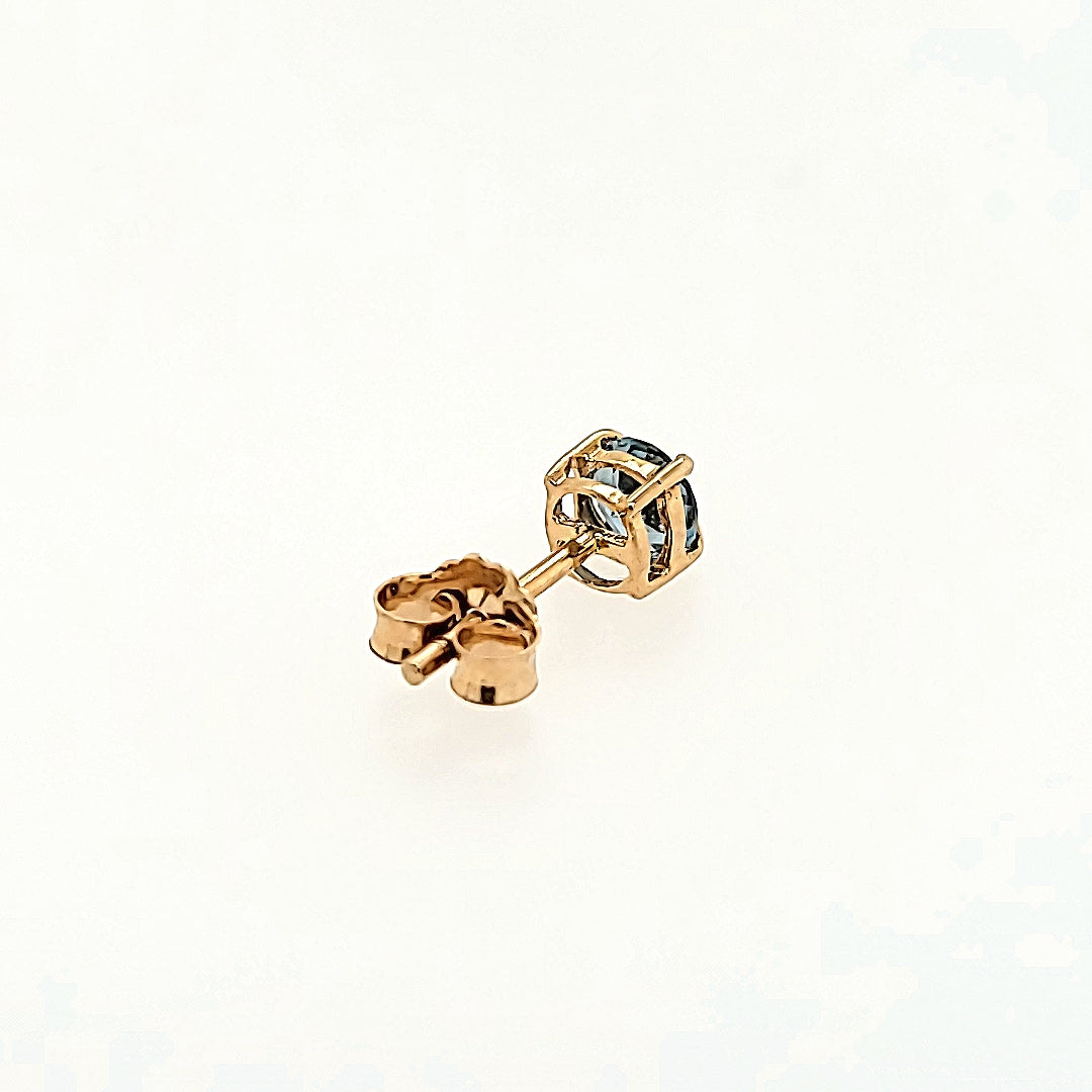 Round Blue Topaz Studs in 14k Gold