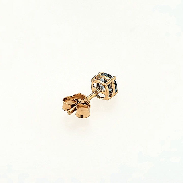 Round Blue Topaz Studs in 14k Gold