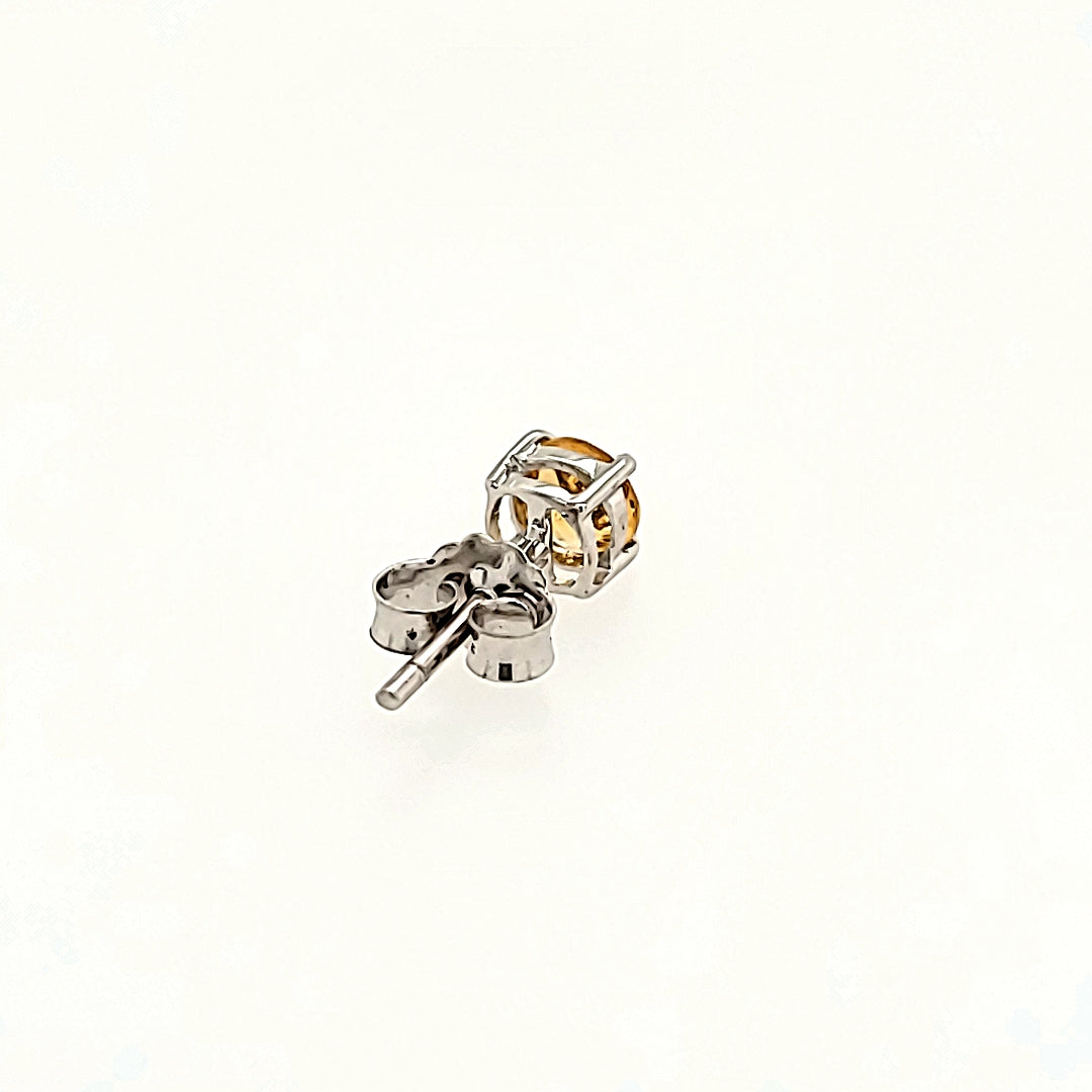 4mm Round Cut Citrine Studs in 14k Gold