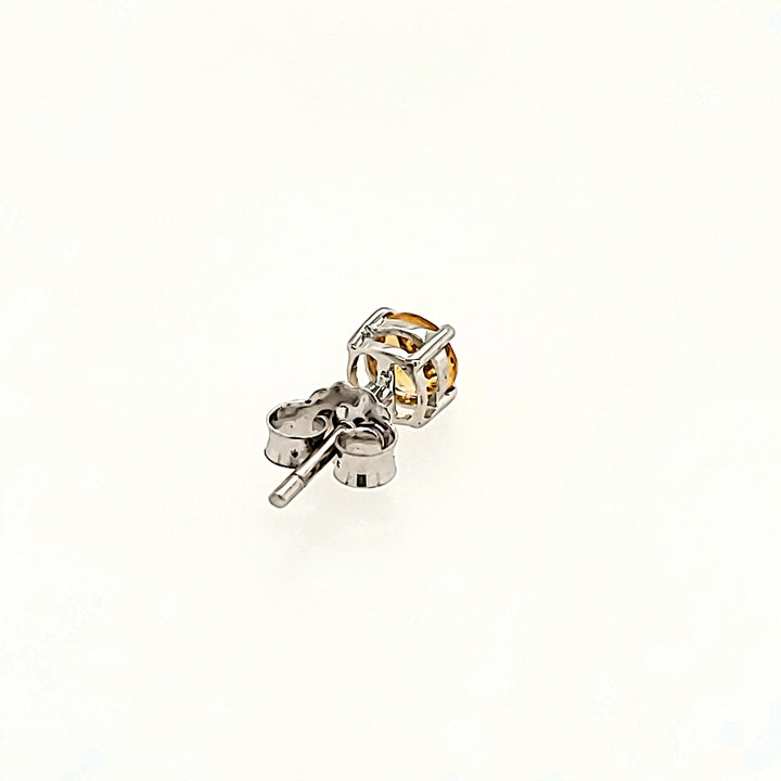 4mm Round Cut Citrine Studs in 14k Gold
