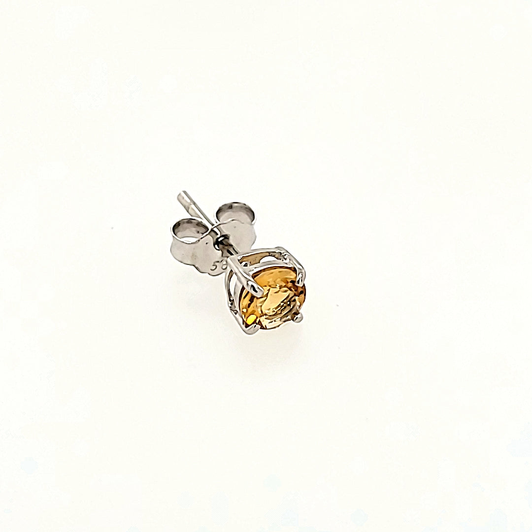 4mm Round Cut Citrine Studs in 14k Gold