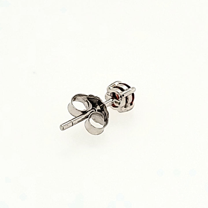 3mm Round Cut Garnet Studs in 14k Gold