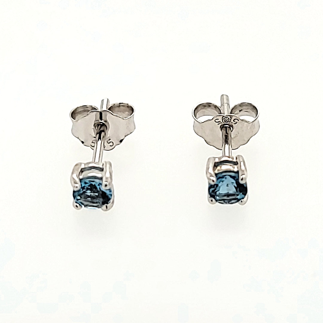 Blue Topaz Studs in 14k Gold