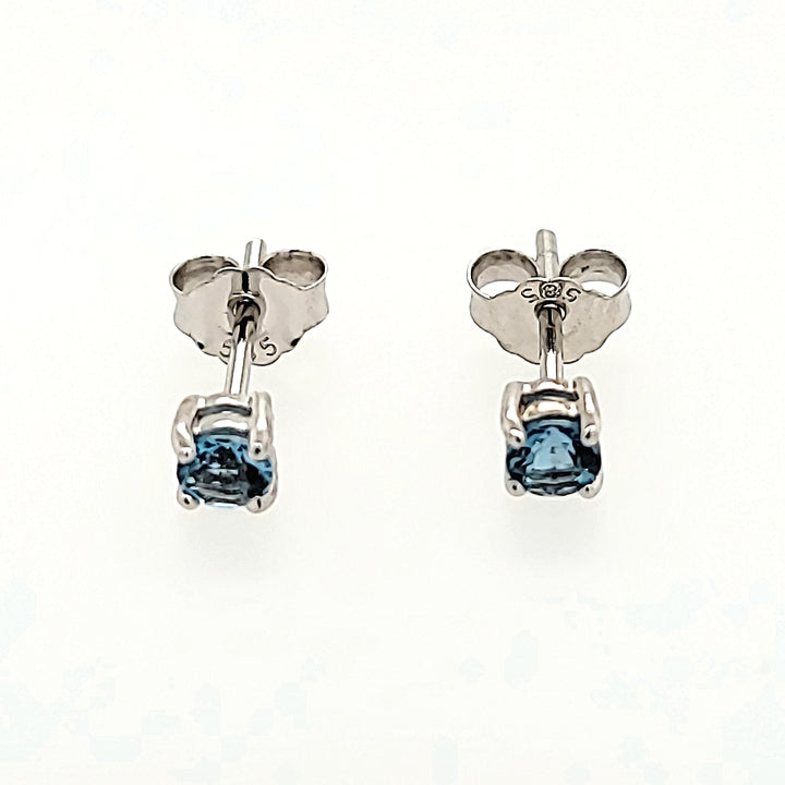 Blue Topaz Studs in 14k Gold