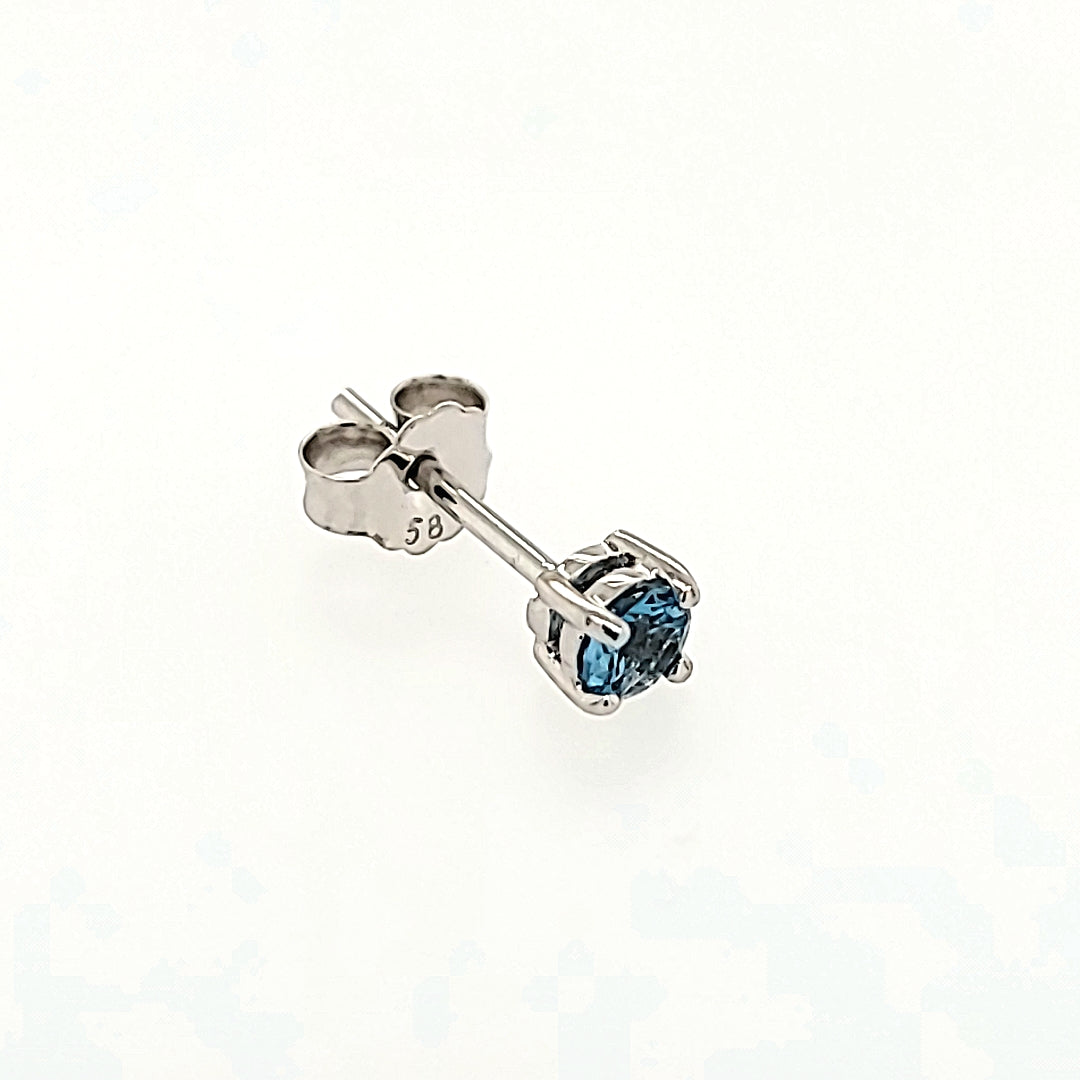 Blue Topaz Studs in 14k Gold