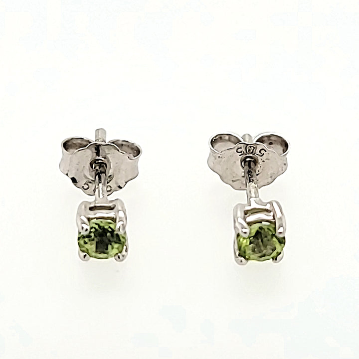 Round Cut Peridot Studs in 14k Gold