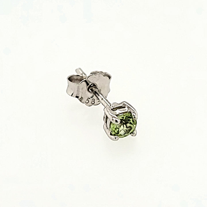 Round Cut Peridot Studs in 14k Gold