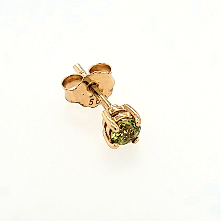 Round Cut Peridot Studs in 14k Gold