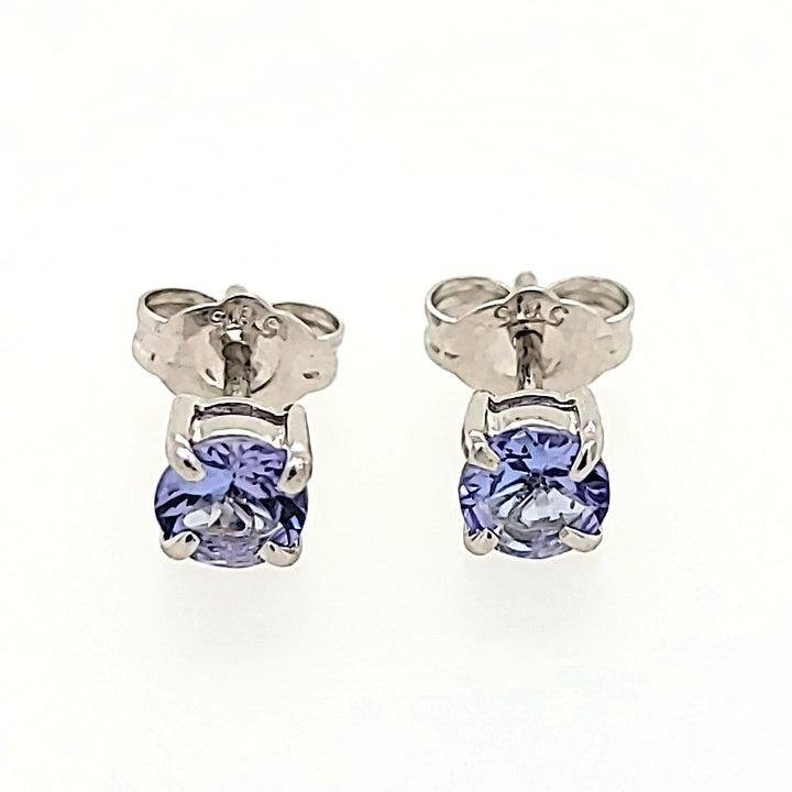 Round Cut Tanzanite Studs in 14k Gold