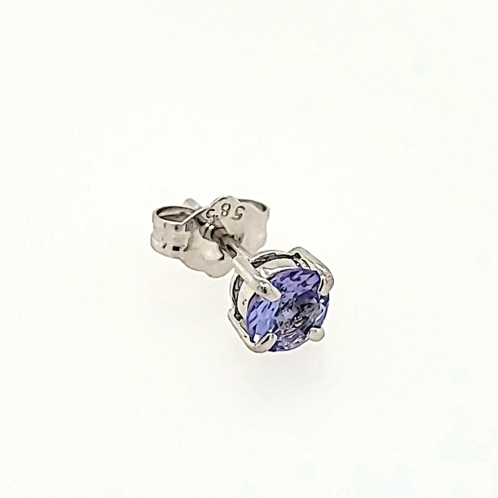 Round Cut Tanzanite Studs in 14k Gold