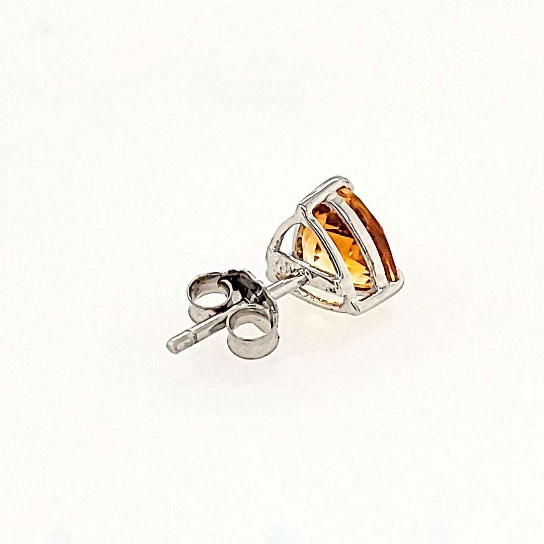 Triangle Cut Citrine Studs in 14k Gold