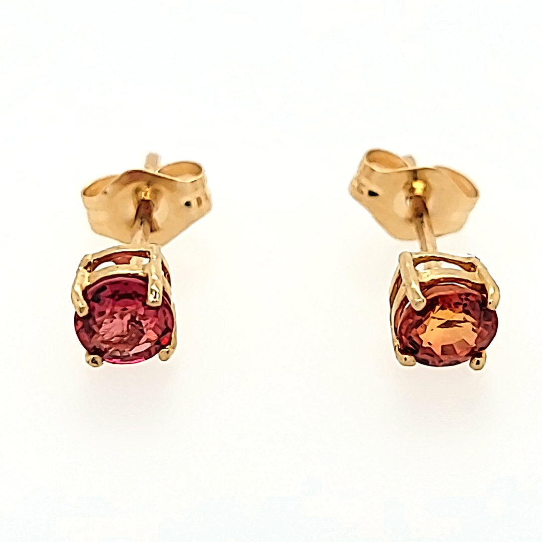 Orange Sapphire Studs in 14k Gold