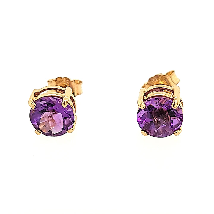 6mm Amethyst Studs in 14k Gold