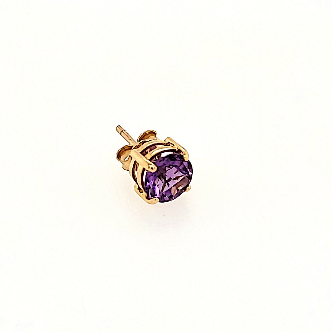 6mm Amethyst Studs in 14k Gold