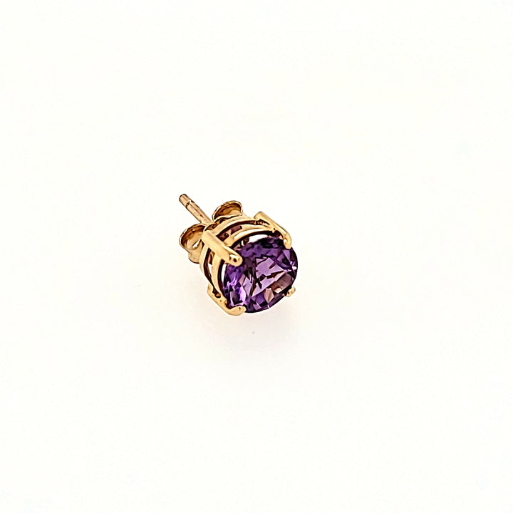 6mm Amethyst Studs in 14k Gold