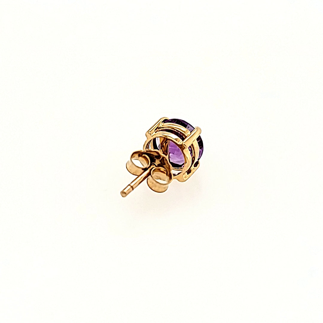 6mm Amethyst Studs in 14k Gold