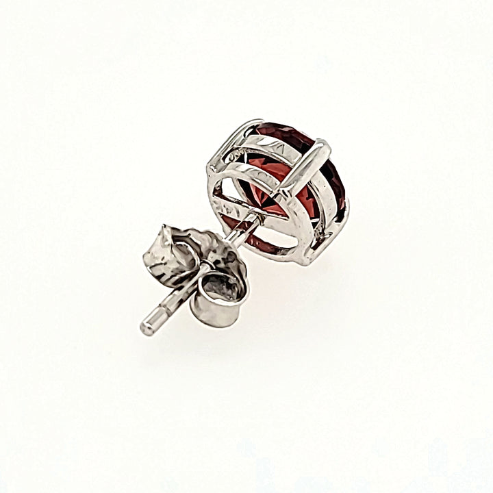 6mm Round Cut Garnet Studs in 14k Gold