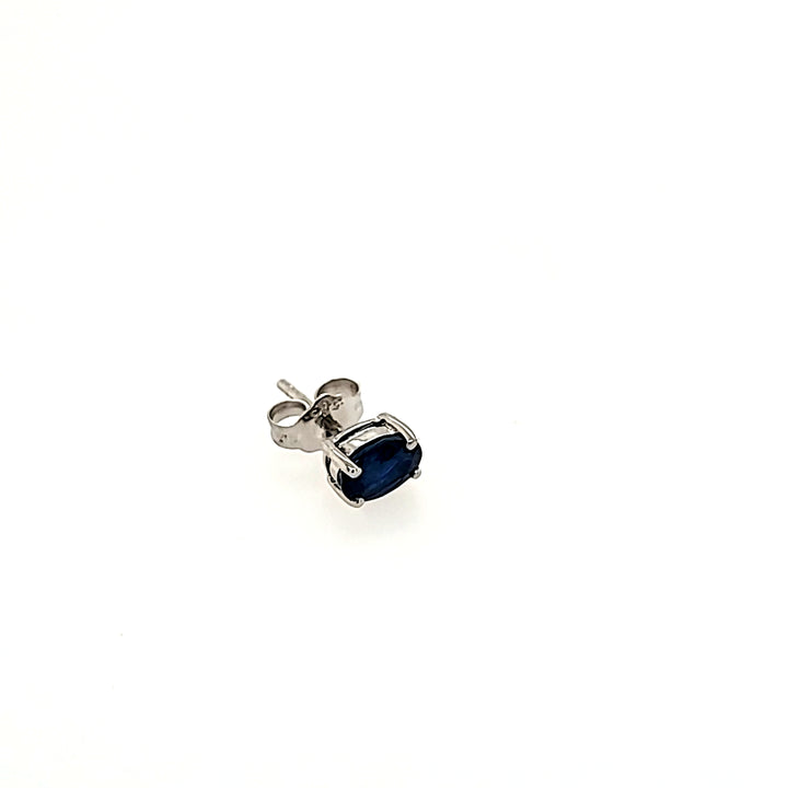 Oval Cut Blue Sapphire Studs in 14k Gold