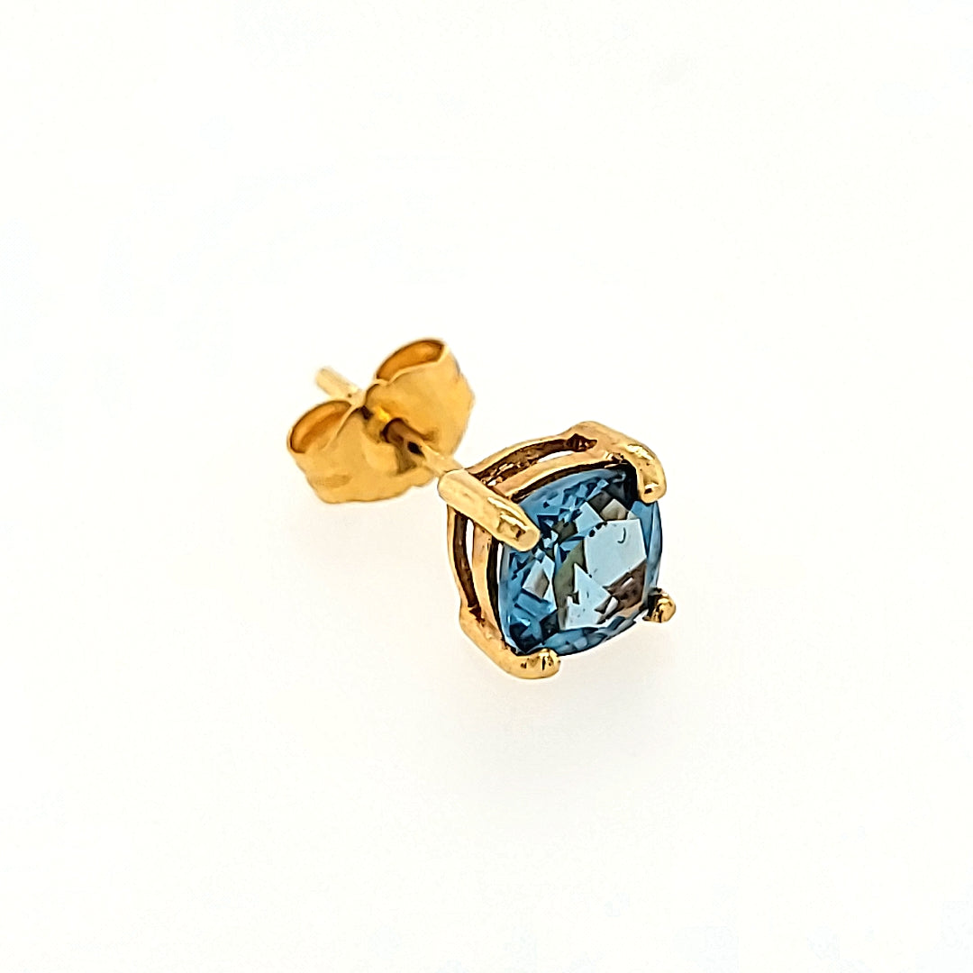 Blue Topaz Studs in 14k Gold