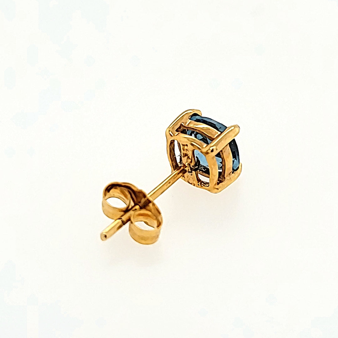 Blue Topaz Studs in 14k Gold