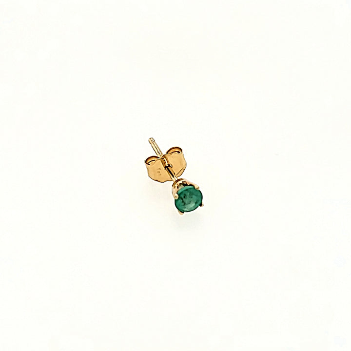 2mm Round Cut Emerald Studs in 14k Gold