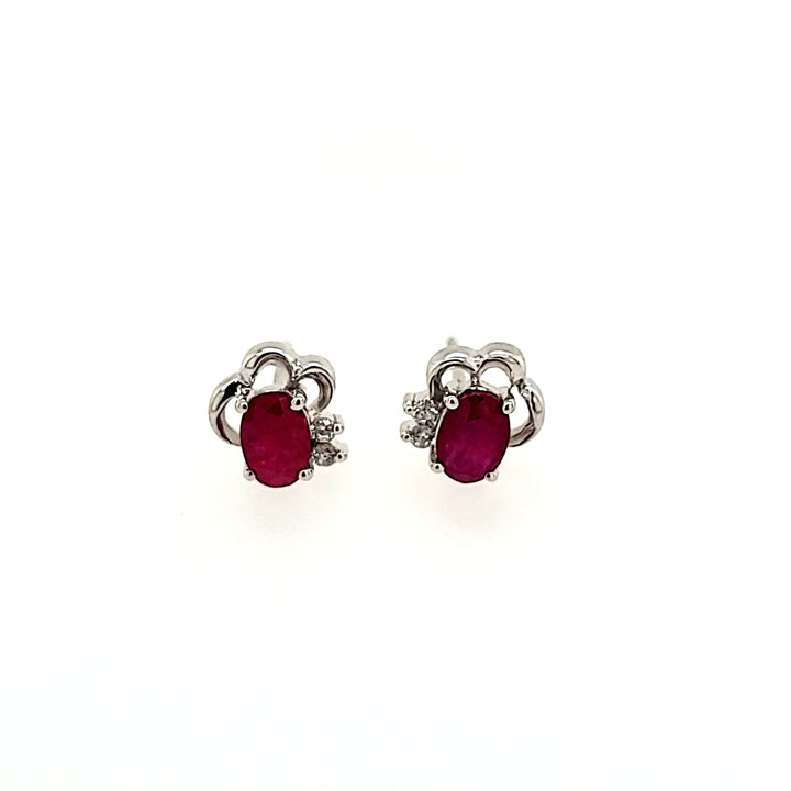 Ruby Studs with Diamond Accents in 14k Gold