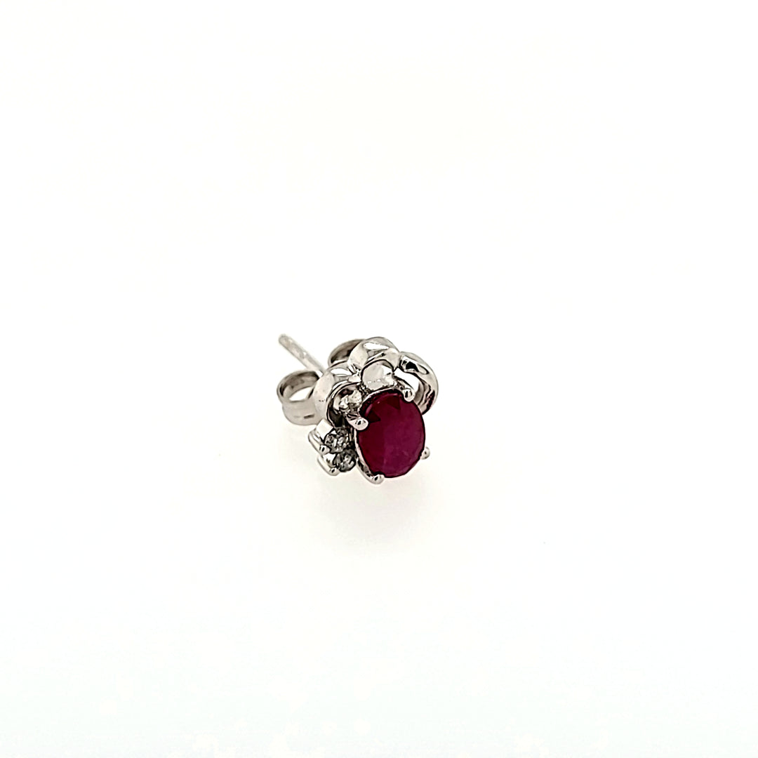 Ruby Studs with Diamond Accents in 14k Gold