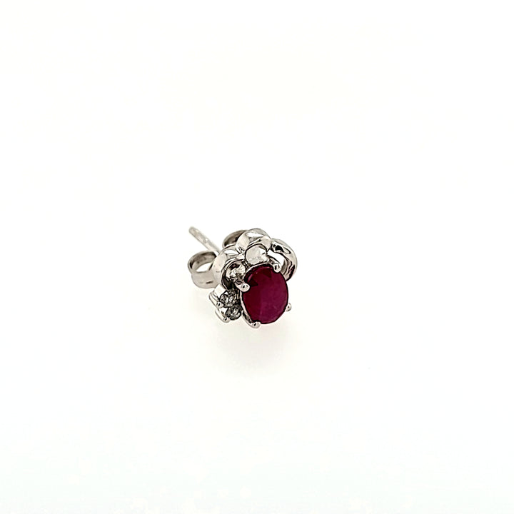 Ruby Studs with Diamond Accents in 14k Gold