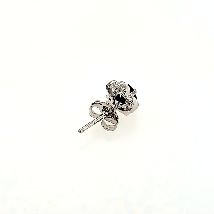 Blue Sapphire Studs with Diamond Accents in 14k Gold