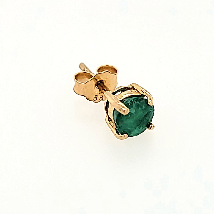 4.5mm Round Cut Emerald Studs in 14k Gold