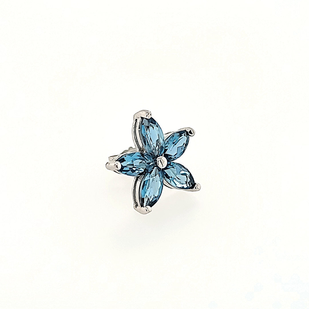 Floral Blue Topaz Studs in 14k Gold