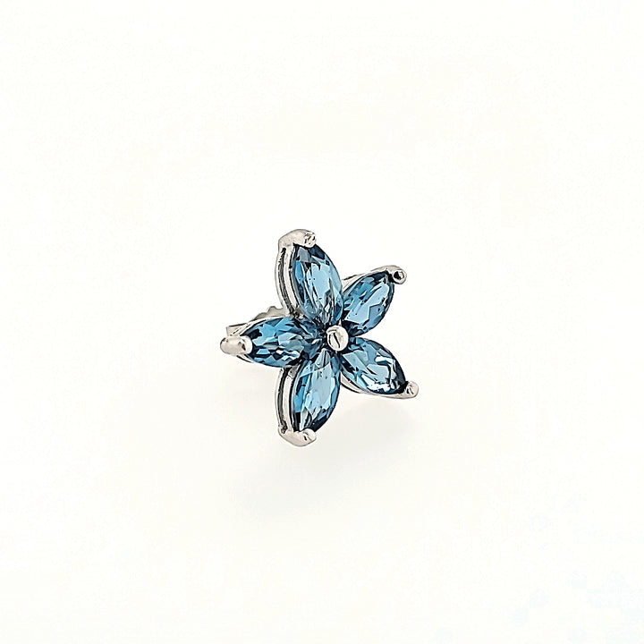 Floral Blue Topaz Studs in 14k Gold