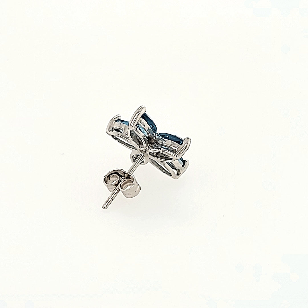 Floral Blue Topaz Studs in 14k Gold