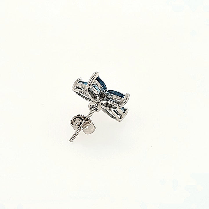 Floral Blue Topaz Studs in 14k Gold