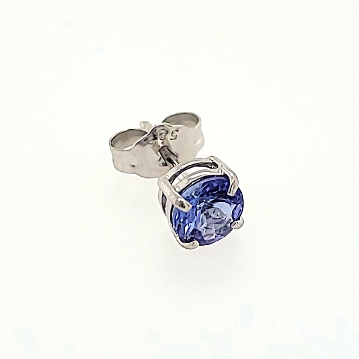 Round Cut Tanzanite Studs in 14k Gold