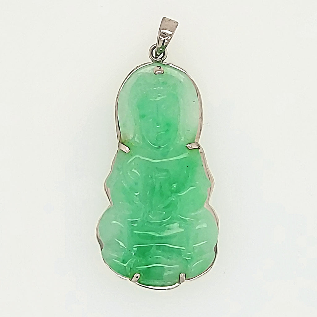 Woman Buddha Jade Chain Jade Lady Buddha Pendant In 18k