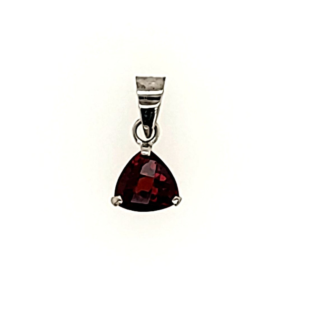 Triangle Cut Garnet Pendant in 14k Gold