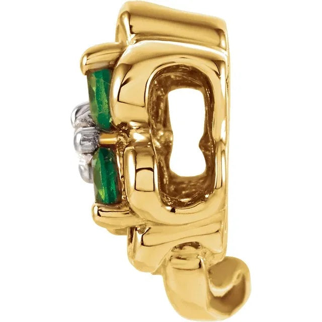 Four-Leaf Clover Tsavorite Garnet and Diamond Pendant in 14k Gold