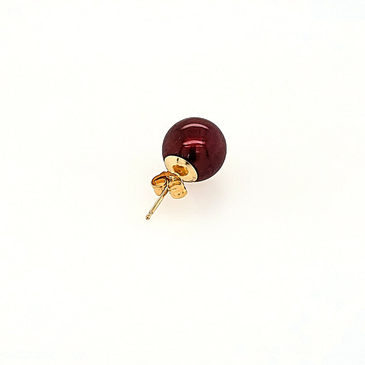 9.5mm Chocolate Pearl Studs in 14k Gold