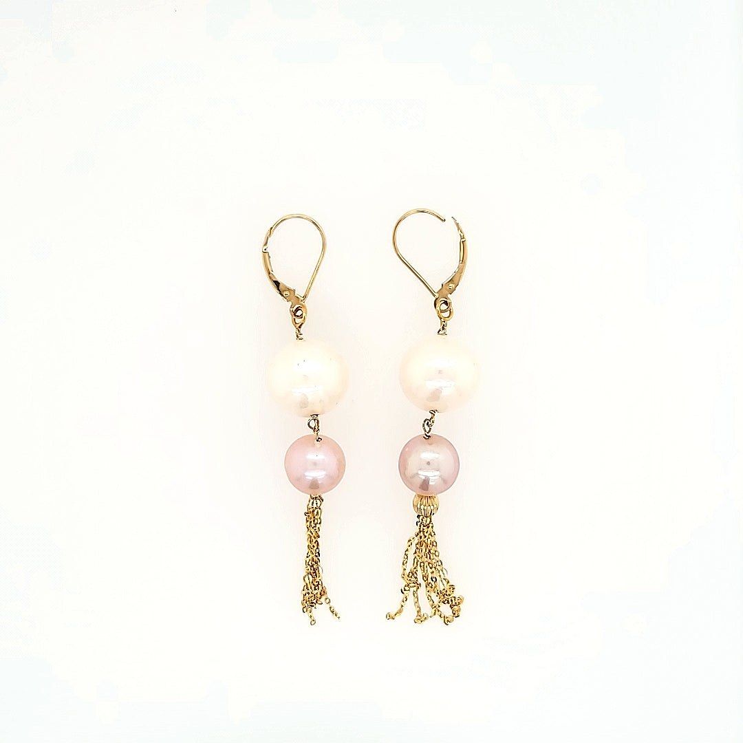 Pearl Dangle Earrings in 14k Gold