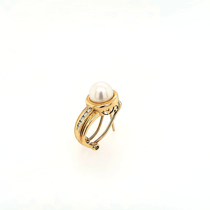 Pearl Earrings with Diamond Accents in 14k Gold