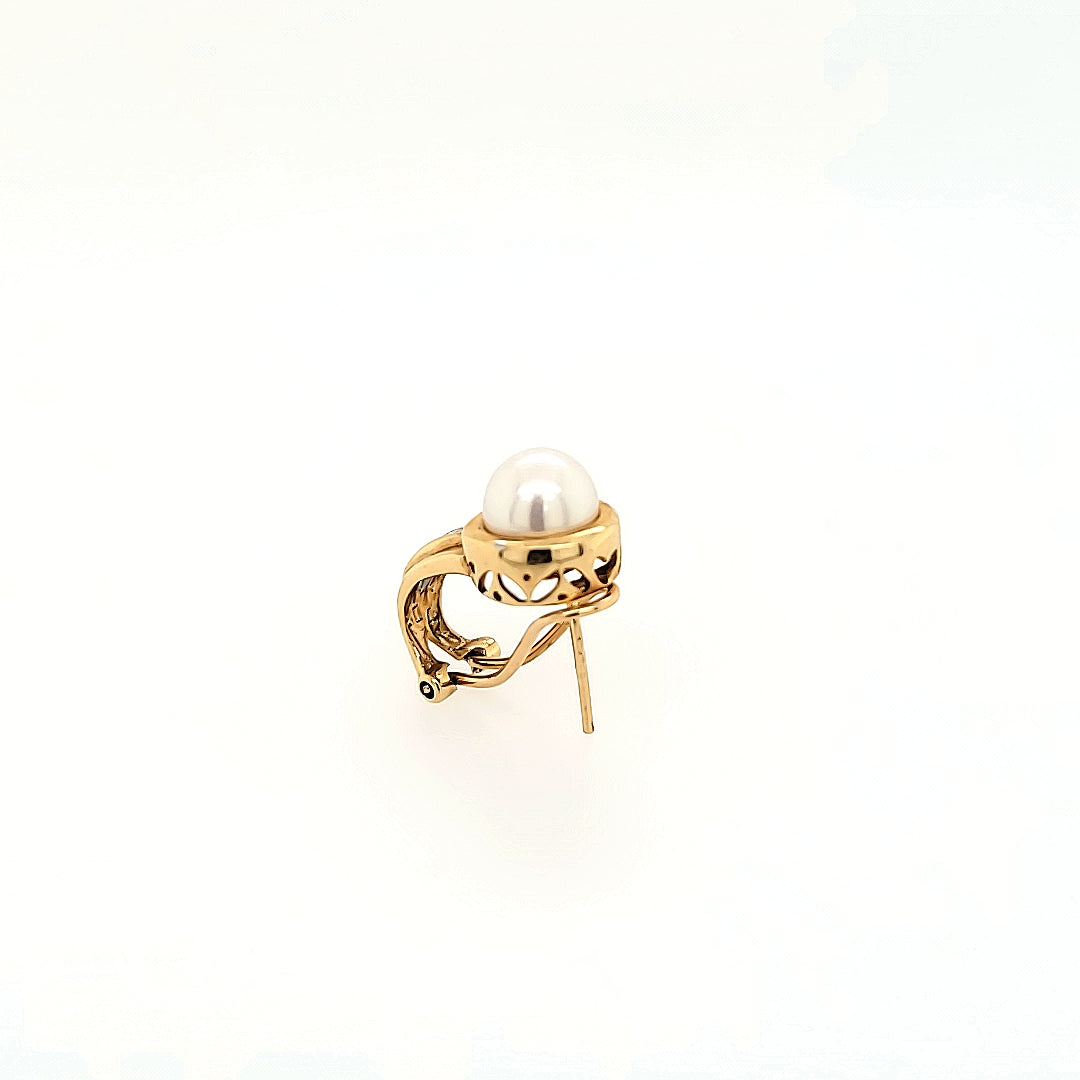 Pearl Earrings with Diamond Accents in 14k Gold