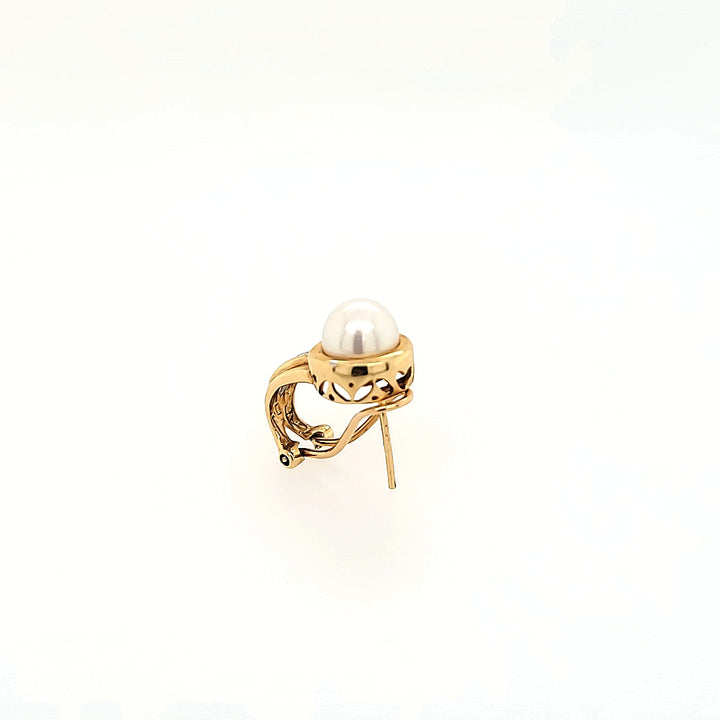 Pearl Earrings with Diamond Accents in 14k Gold
